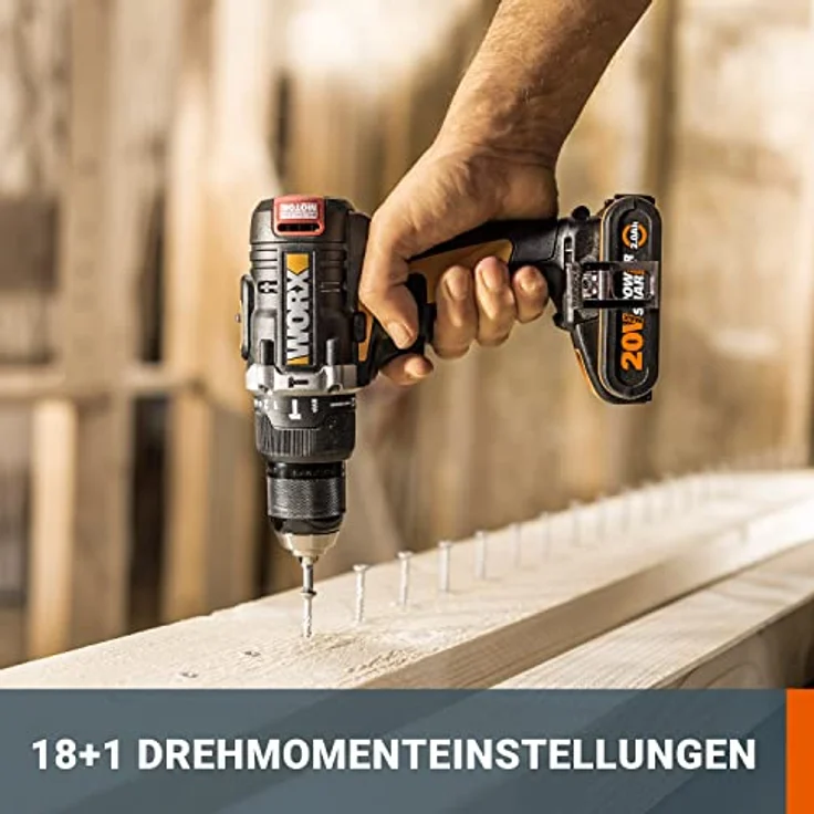 Worx WX175.9 Akku Bohrschrauber 20V Bürstenloser Akkuschrauber - 60Nm, 2-Gang-Getriebe & LED-Licht Akkubohrer Set zum Bohren & Schrauben - ohne Akku & Ladegerät – Bild 4