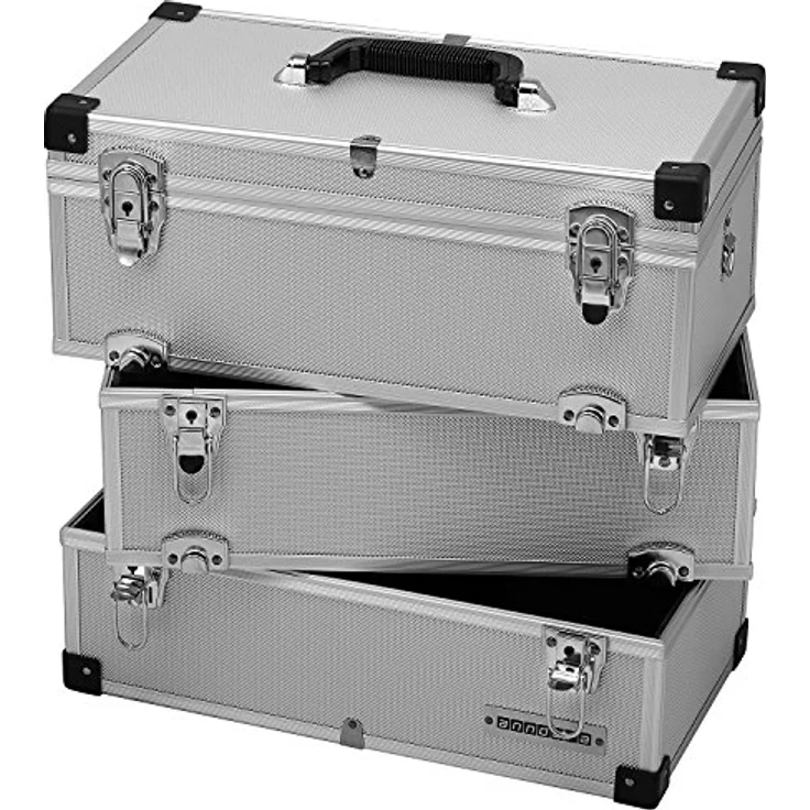 anndora Werkzeugkoffer 41 Liter Angelkoffer Etagenkoffer 3 Ebenen Silber Alu – Bild 6