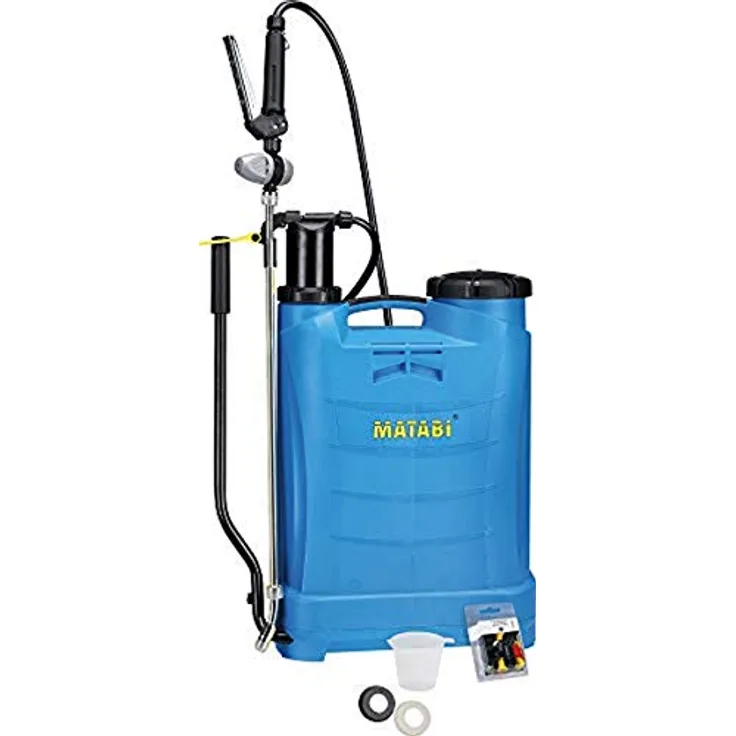 Matabi Evolution 16 Agro Handspritze, 16 Liter Fassungsvermögen, Edelstahl-Lanze, hohe Haltbarkeit, blau