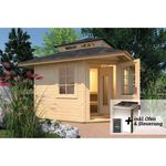 Weka Saunahaus 'Kurikka' mit Sauna Varberg 3 und 7,5 kW BioS-Ofenset, Steuerung 298 x 298 x 315 cm, Gartensauna in rustikalem Design, Massivholz, inklusive Dampfbad-Funktion