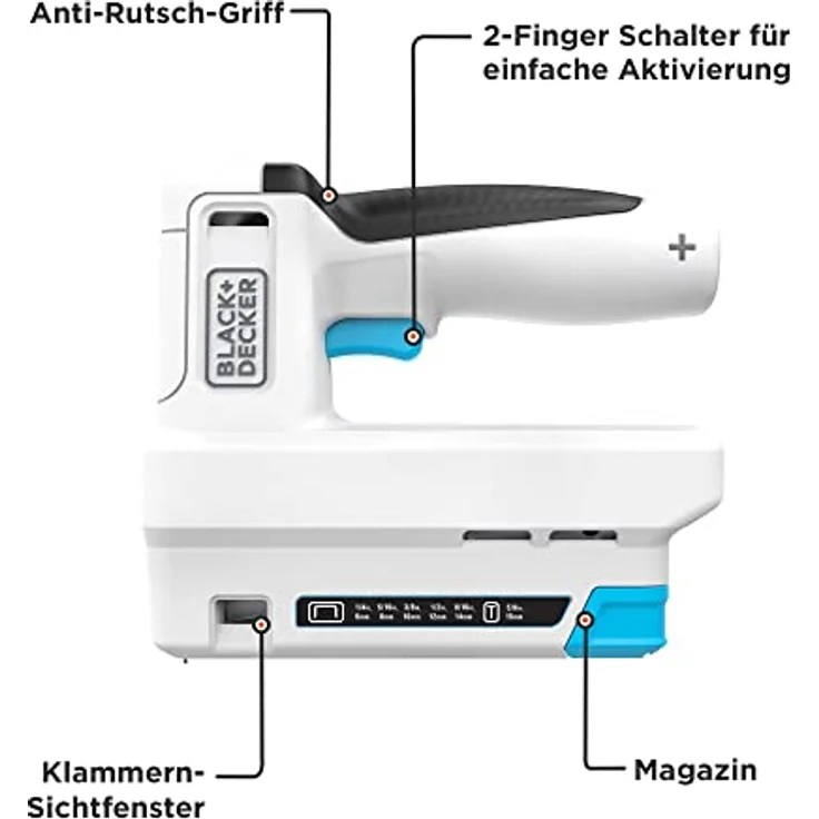 Stanley by Black & Decker BCN115 Akku-Tacker, 3,6V mit elektrischem Auslöser, inklusive USB-C-Ladefunktion, kompakt und leicht – Bild 3