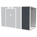 Juskys Holzunterstand für Geräteschuppen M Anbau - Kaminholzregal außen Bausatz Brennholz Lager - Metall Unterstand Holz Erweiterung Kaminholz Rechts - Ideal für trockene und griffbereite Lagerung von Kamin- und Feuerholz - Juskys