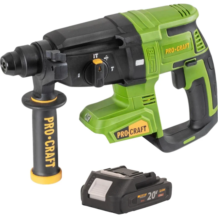 Procraft PHA40bb Akku Bohrhammer, 20 V, 2,6 J, SDS plus, Brushless, inkl. 1x Akku 2,0 Ah - ohne Ladegerät