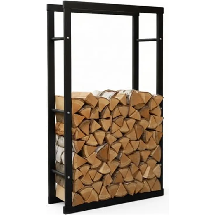Zelsius Kaminholzregal, 60 x 25 x 150 cm - schwarz, stabiles Metall-Brennholzlager für Innen und Außen, idealer Kaminholzständer mit großer Staufläche