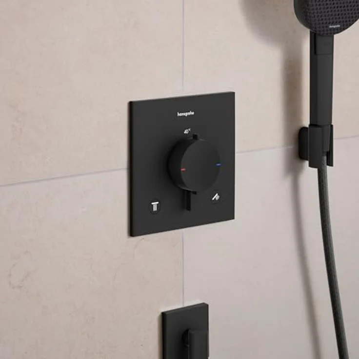 hansgrohe Ecostat Comfort E, Einbau-Thermostatbatterie für Duschen, matt Schwarz, für 2 Verbraucher mit SafetyStop-Funktion – Bild 9
