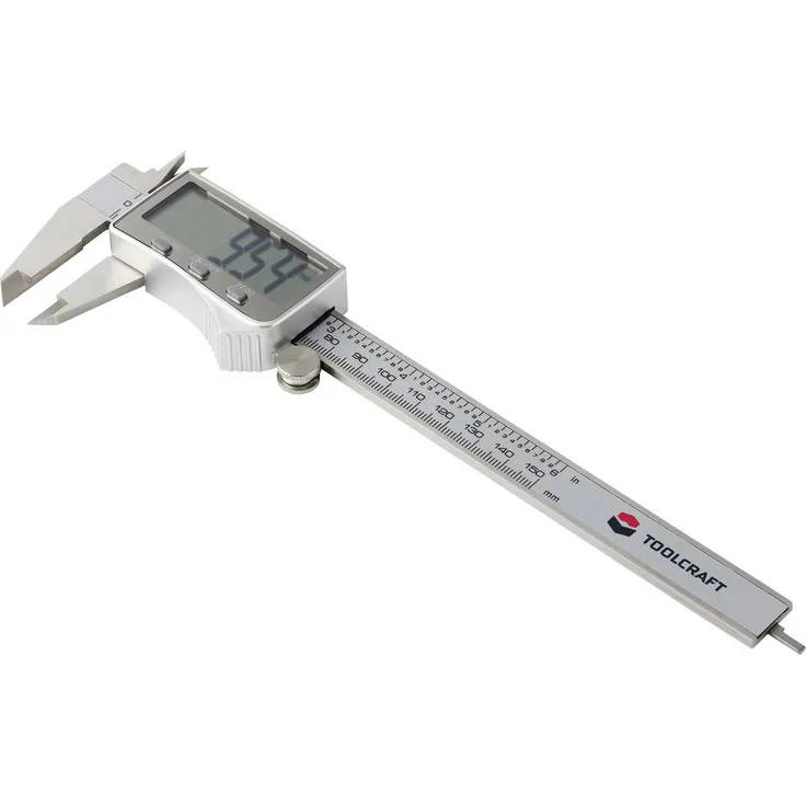 TOOLCRAFT TO-10668723 Digitaler Messschieber 150 mm, präzise Edelstahlmessung mit großem LCD-Display und automatischer Abschaltung