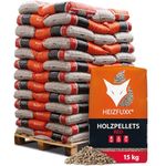 HEIZFUXX Holzpellets Red 6mm, 15kg Sack (65 Stück, 975kg pro Palette), Hartholzpellets, ENplus A1 zertifiziert, CO₂-neutral, FSC-zertifiziert