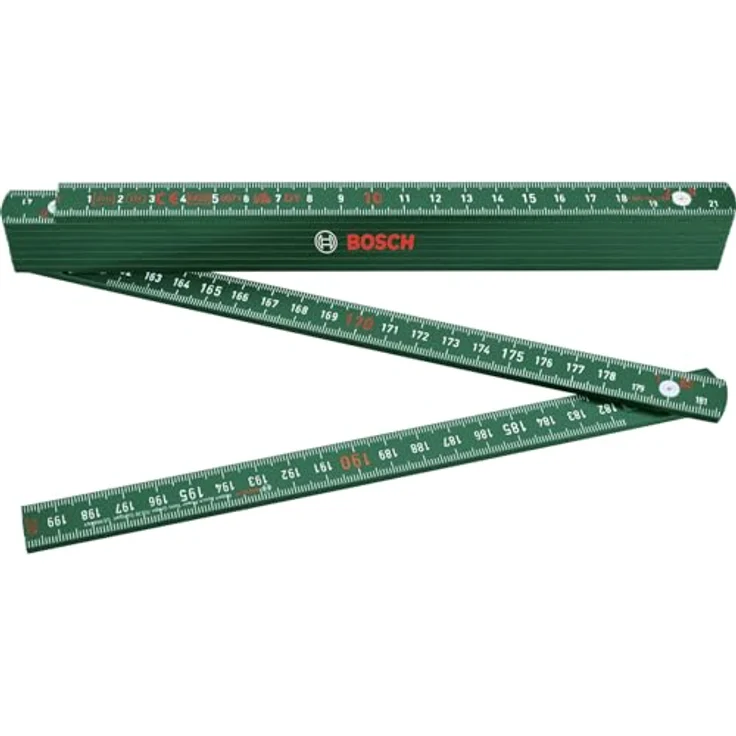 Bosch Maßstab 2m (Robuster Zollstock aus glasfaserverstärktem Nylon, metrische Skala, 10 Segmente)