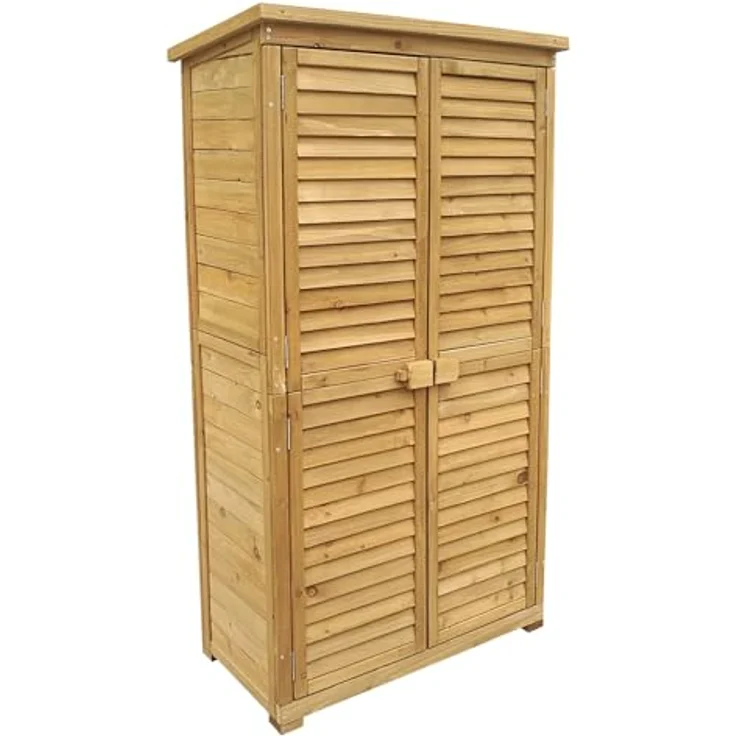 Wiltec Gartenhaus aus Fichtenholz mit Bitumendach 870x465x1600mm für Garten, Terrasse & Balkon - Geräteschuppen mit Lamellentür, Holzhaus in Naturholzoptik – Bild 1