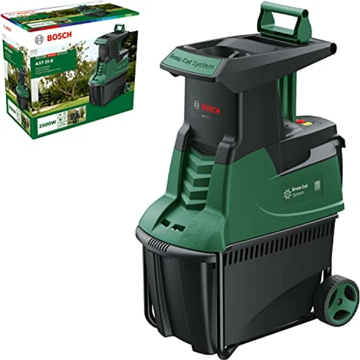 Bosch Leisehäcksler AXT 25 D (2.500 W; geeignet für Hartholz und Dornensträucher; integrierte Fangbox 53 l; in Karton)