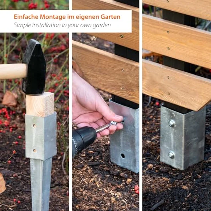 dobar® Green Label Rankhilfe Abstractus, zweifarbige Holz-Rankstütze in Blattform, 51 x 6 x 197 cm, mit stabiler Metall-Erdspieß für Kletterpflanzen – Bild 4