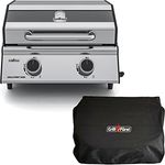 Grillfürst Camping Gasgrill G201E 50 mbar - 2-Brenner Edelstahl Balkon Gasgrill mit Sichtscheibe, kleiner Outdoor Tisch-Gasgrill, doppelwandiger Gas Griller mit Druckregler, inkl. Haube