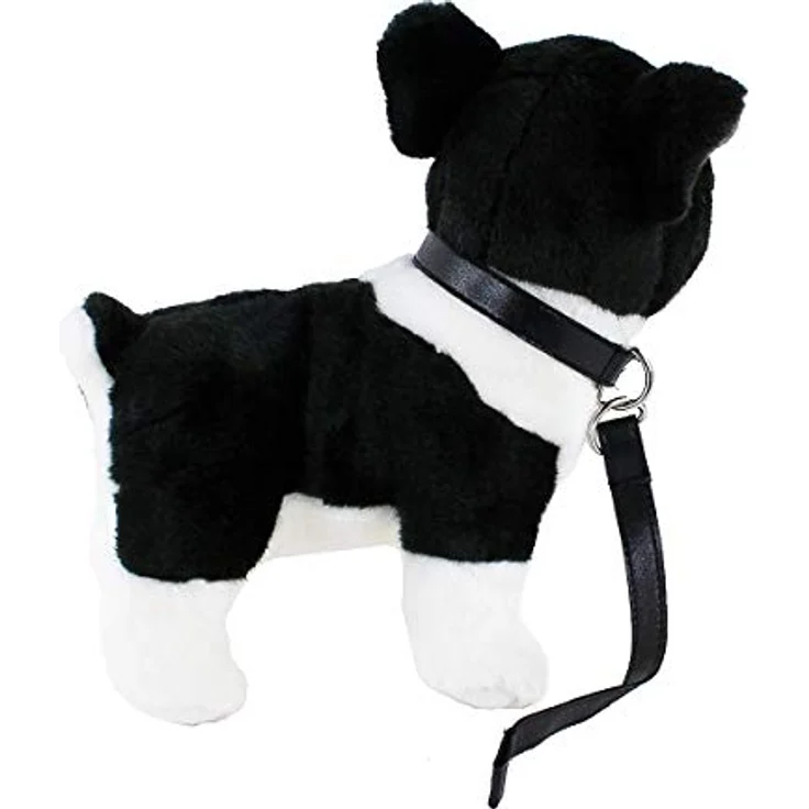 Teddys Rothenburg Kuscheltier Französische Bulldogge/Boston Terrier mit Halsband und Leine 25 cm schwarz/weiß gescheckt Plüschhund – Bild 3