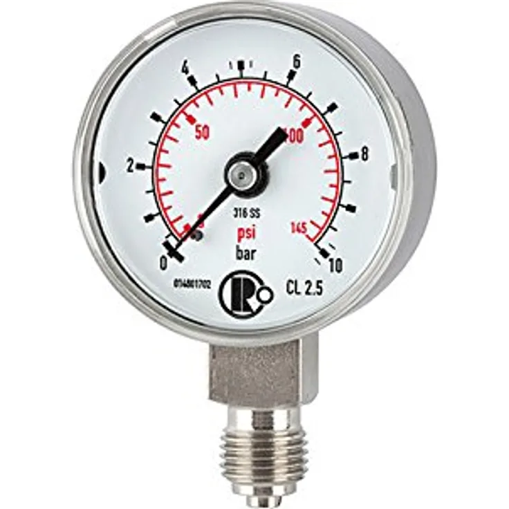 RIEGLER 102415-4110 Standardmanometer, CrNi-Stahl, G 1/4 unten, 0-60 bar, Ø 40 mm, elektromechanisch