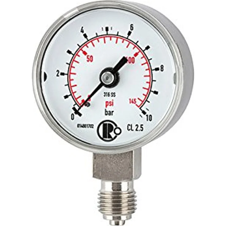 RIEGLER 102415-4110 Standardmanometer, CrNi-Stahl, G 1/4 unten, 0-60 bar, Ø 40 mm, elektromechanisch