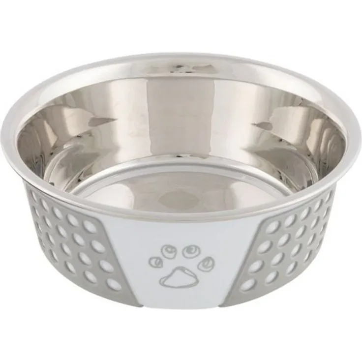 TRIXIE Futternapf Napf 17cm 750ml weiß grau Edelstahl