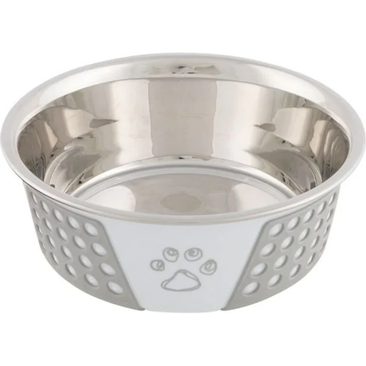 TRIXIE Futternapf Napf 17cm 750ml weiß grau Edelstahl – Bild 1