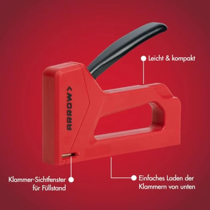 Arrow JT21 000006 Handtacker, kompakt & präzise mit Klammernlänge 6-10mm, ergonomisches Design – Bild 4