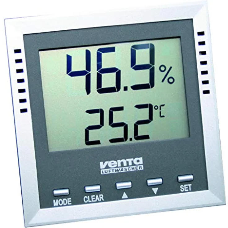 Venta Hygrometer, Thermometer + Hygrometer, Silber und Grau, präzise Raumklimaüberwachung mit Alarmfunktion