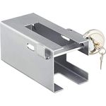 Relaxdays Anhängerschloss, Kupplungsschloss für gängige Anhängerkupplungen, Diebstahlschutz, Rundschloss aus Stahl, silber