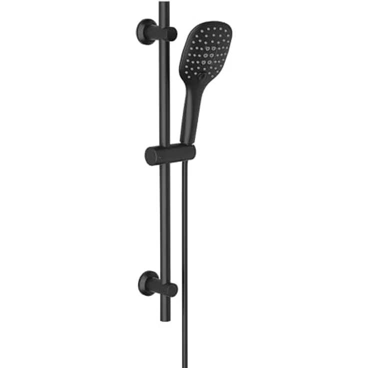 Görbach Duschset Edelstahl Duschstange mit Handbrause, 3 Strahlarten, schwarz, höhenverstellbar, einfache Installation – Bild 1