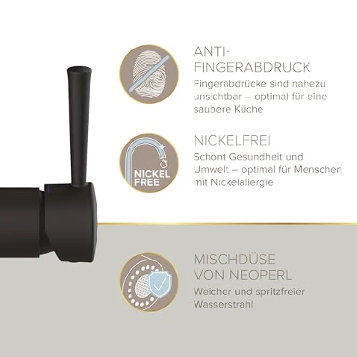 Lenz Küchenarmatur NOVA Niederdruckanschluss mit flexibler Pendelbrause, Chrom, 360° schwenkbar, Anti-Fingerabdruck Oberfläche – Bild 4