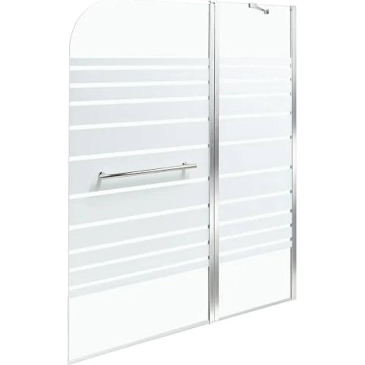 Beliani Badewannenaufsatz 140x100 cm, 2-teilig mit Schwingtür und Edelstahlgriff, Sicherheitsglas und Aluminiumprofil, modern, silber – Bild 1