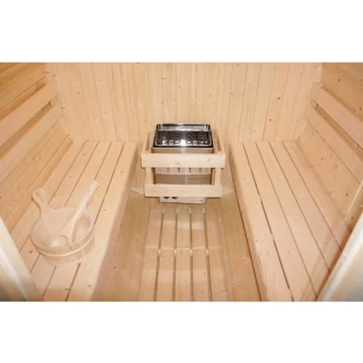 Sanotechnik Fasssauna »TROMSÖ L«, 3,8 mm, geeignet für 4 Personen, Fichetnholz, Gartensauna – Bild 6