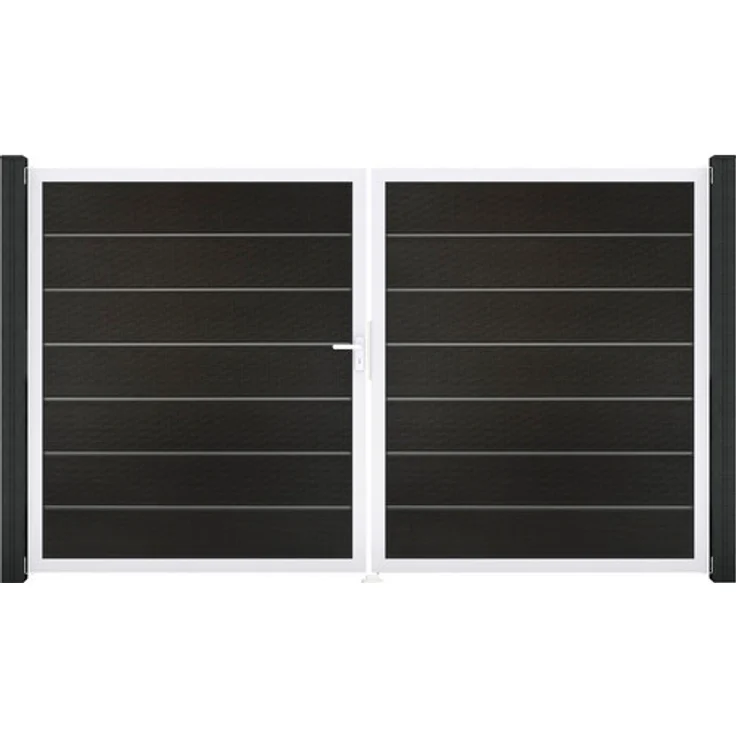 GROEN & JANSSEN Doppeltor GroJa Solid Grande Premium, 2-flügelig mit Zierleisten links, Rahmen Aluminium, 300 x 180 cm, anthrazitgrau