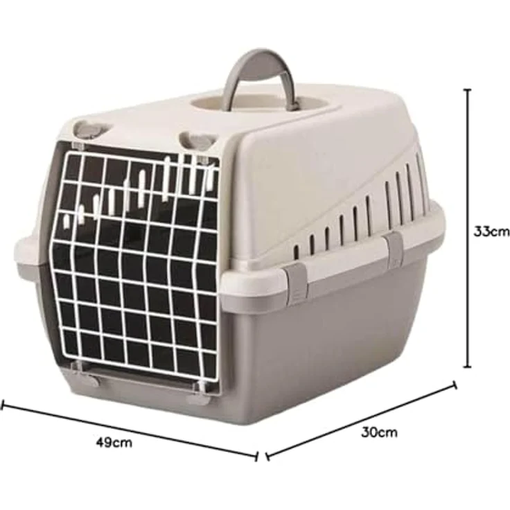 Nobby Trotter 1, Hunde-Transportbox aus recycltem Kunststoff, grau, IATA-konform, abnehmbarer Deckel – Bild 2
