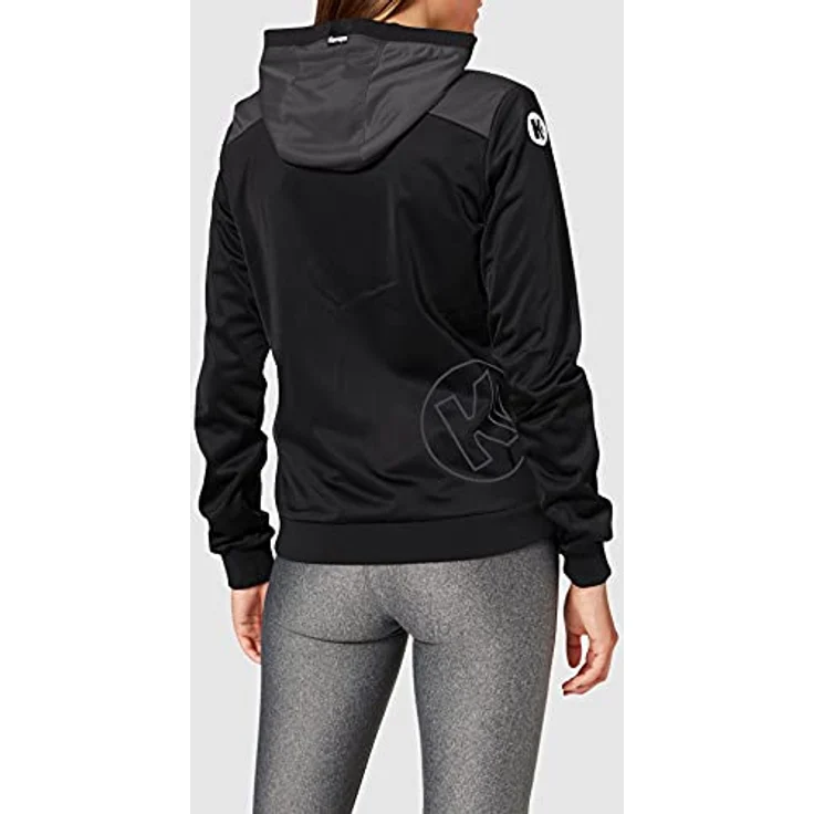 Kempa Emotion 2.0 Kapuzenjacke für Damen, schwarz, mit Reißverschlusstaschen und Rippstrick-Kapuze, Größe XL – Bild 4