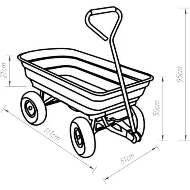 pro.tec Bollerwagen Corfinio Transportwagen mit Kippfunktion, 111 x 51 cm, max. 250 kg, grün/schwarz, Luftreifen, ergonomischer Griff – Bild 2