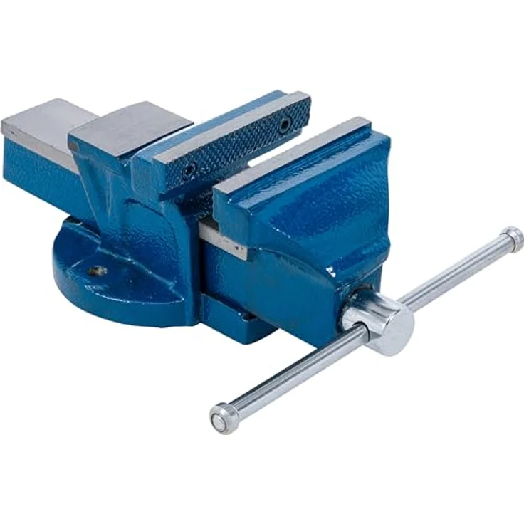 BGS Parallel-Schraubstock 58260, 100 mm Spannbacken, Ambossfläche, Werkbankschraubstock, spezialguß, blau – Bild 1