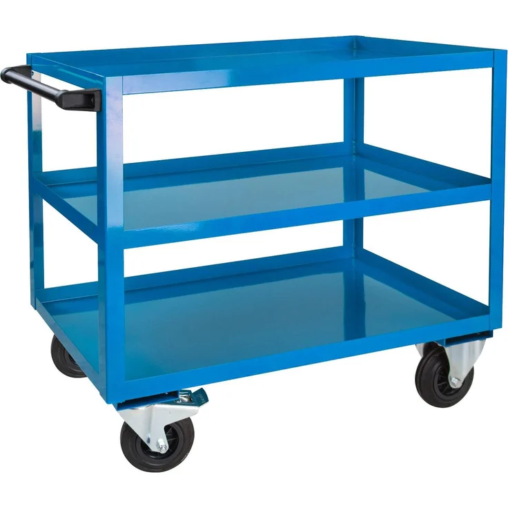 ADB Transportwagen, Etagenwagen mit 3 Ladeflächen, lichtblau, 100 x 50 x 91.5 cm, Tragfähigkeit 450 kg, pulverbeschichtet
