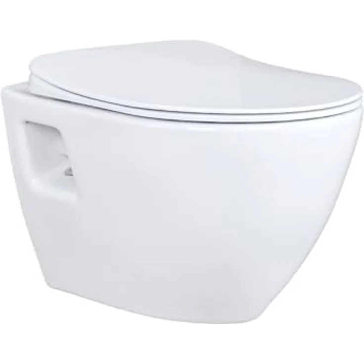 Creavit Tiefspül-WC CRV-TP325-0005-SET, spülrandloses Hänge-WC Set in Weiß mit Edelstahl Bidet und Soft-Close WC-Sitz – Bild 2