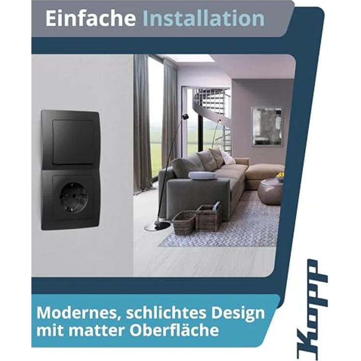 Kopp Abdeckrahmen 402550011, 2-fach Unterputzmontage, schwarz, matt, RAL 9005 – Bild 5