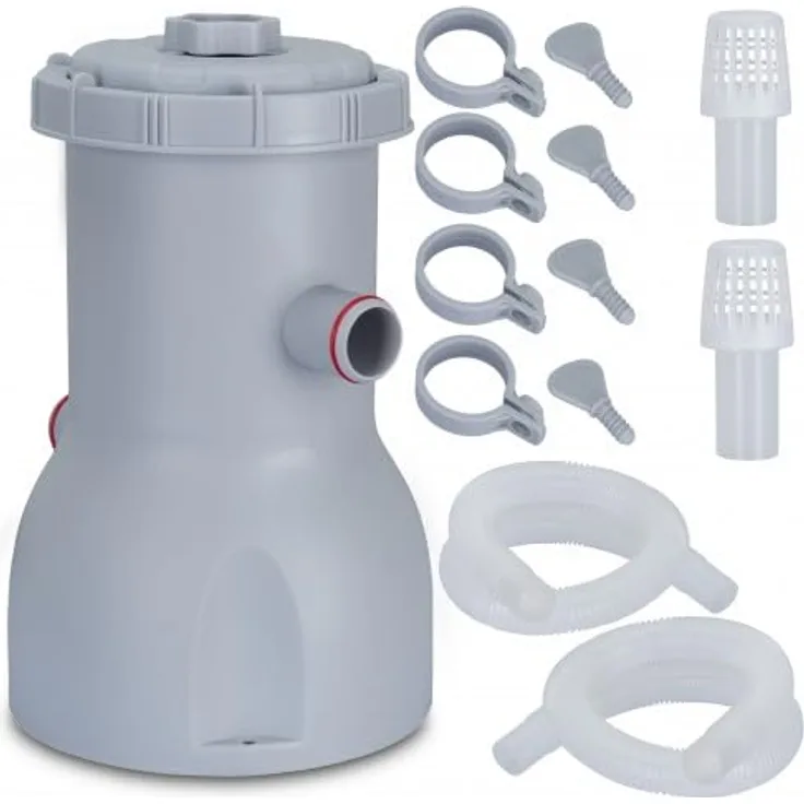 COIL Poolpumpe Filteranlage, Sandfilter mit Kartuschenfilter & Filtrationskugeln, Kapazität 3028 l/h für Pools bis 17400 l, 60W, 220-240V