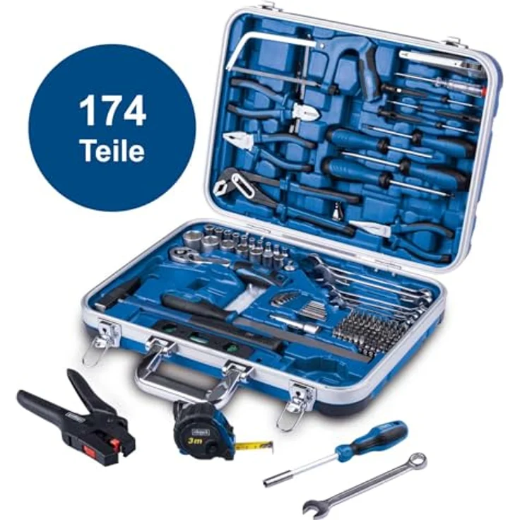 Scheppach TB173 Werkzeugkoffer gefüllt 173-tlg Werkzeug Set | Chrom-Vanadium-Stahl, ABS-Kunststoffkoffer, leicht und kompakt, blau – Bild 5