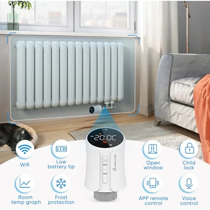 SALCAR Smart Heizkörperthermostat TRV706W, 3er Set WiFi Thermostat, kompatibel mit Amazon Alexa & Google Home, programmierbar, 9x AA-Batterien, Heizungssteuerung mit Energiesparfunktion – Bild 2