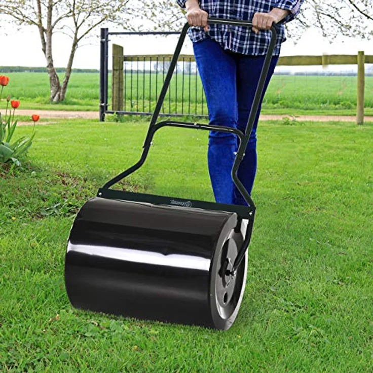 Outsunny Rasenwalze mit U-Griff, rostresistenter Stahlzylinder, 57 x 40 x 123 cm, schwarz – Bild 2