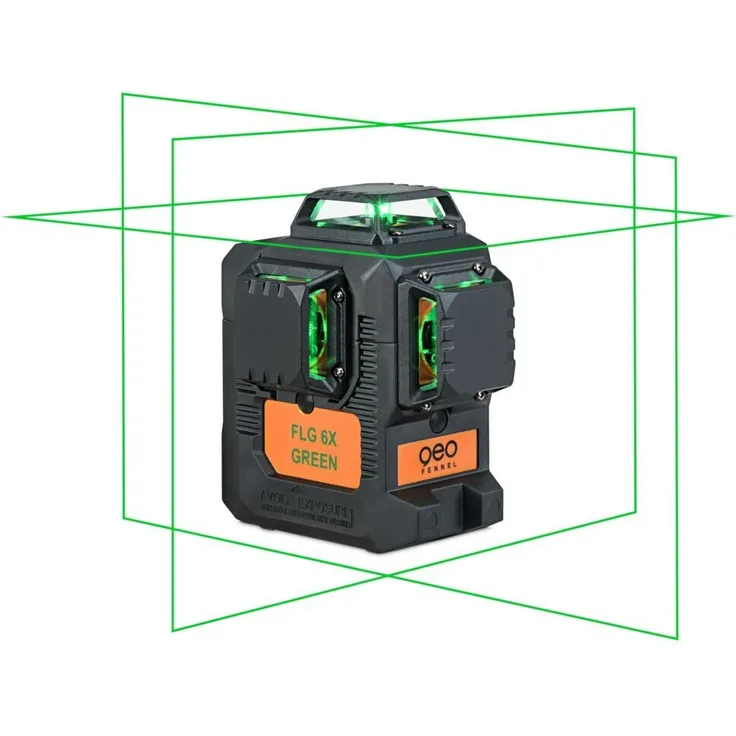geo-FENNEL Multi-Linienlaser FLG 6X-GREEN, 3 x 360° grüne Laserlinien für Nivellierarbeiten, Solo-Modell