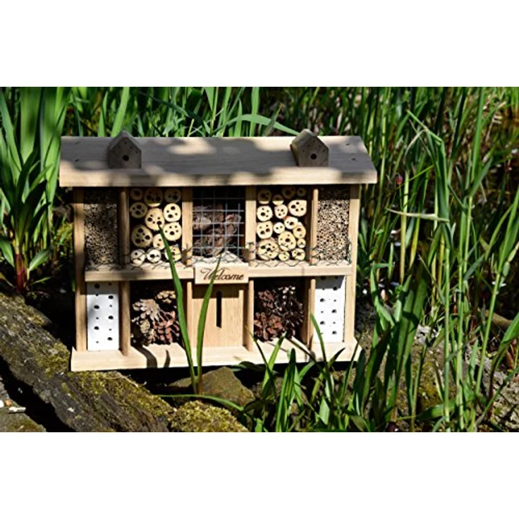 Luxus-Insektenhotels 22625e Eichenholz-Insektenhotel Landsitz Superior, fertig gebautes Insektenhaus, 47x34x12,5 cm, Bienenhotel aus stabilem Vollholz, Marienkäferhaus/Schmetterlingshaus XXL – Bild 5