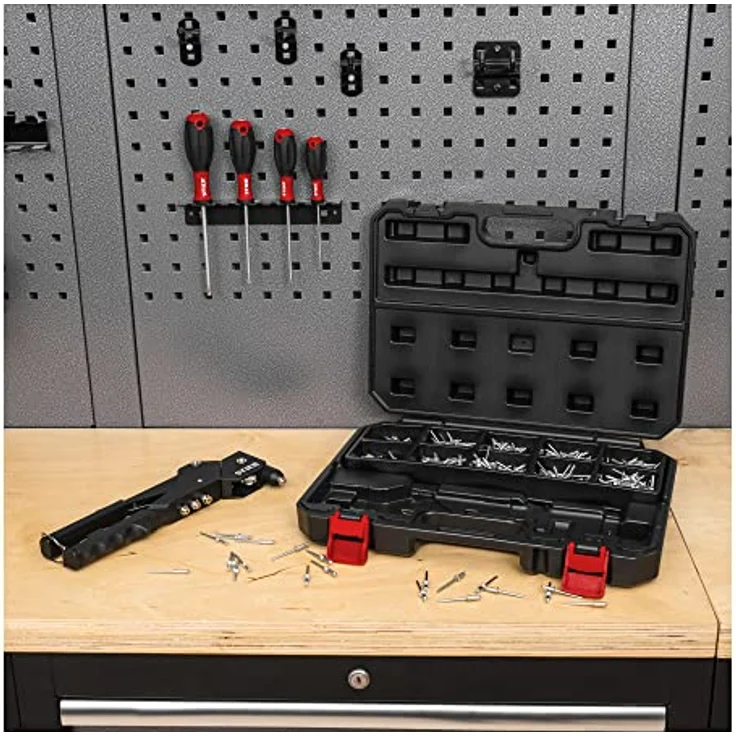 STIER Blindnieten-Satz Premium, mit 360°-Handnietzange, 500 Blindnieten, 501-teilig, Chrom-Vanadium-Stahl – Bild 2