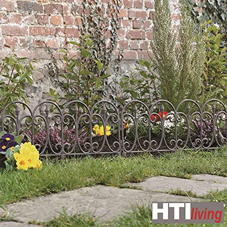 HTI-Living Beetbegrenzung Zierzaun Schnörkel Nessa, Set, 4 Zaunelemente, Beeteinfassung Beetbegrenzung, Witterungsbeständiger Kunststoff, 60,5 cm Breite, 32,5 cm Höhe, 9 cm Erdspieß – Bild 3