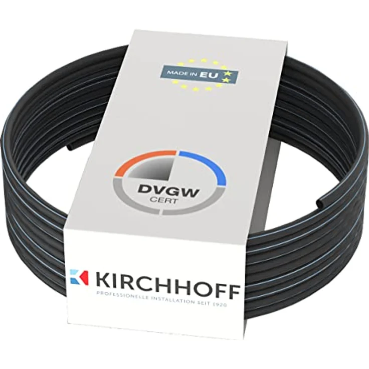 Kirchhoff Wasserleitung für Gartenbewässerung 20 mm x 100 m | PE Rohr für Sprinklersystem | Verlegerohr HDPE | DVGW | Trinkwasserleitung | Made in EU – Bild 1