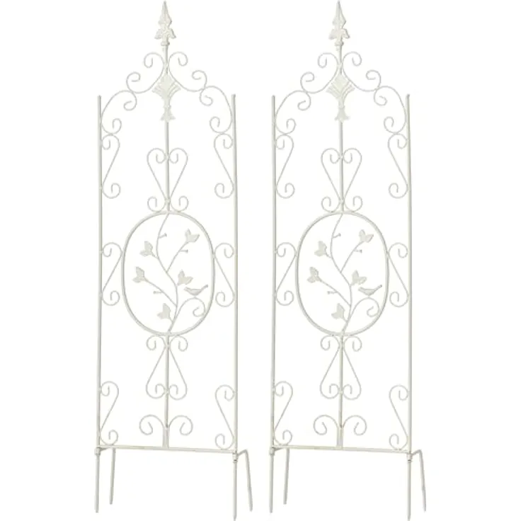 CLP 2er Set Pflanzen-Rankgitter Burgus Aus Eisen | Rankhilfe Für Kletterpflanzen Im Landhausstil, Farbe: Weiß