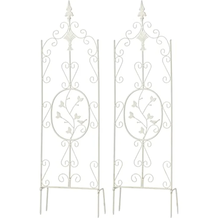 CLP 2er Set Pflanzen-Rankgitter Burgus Aus Eisen | Rankhilfe Für Kletterpflanzen Im Landhausstil, Farbe: Weiß – Bild 1