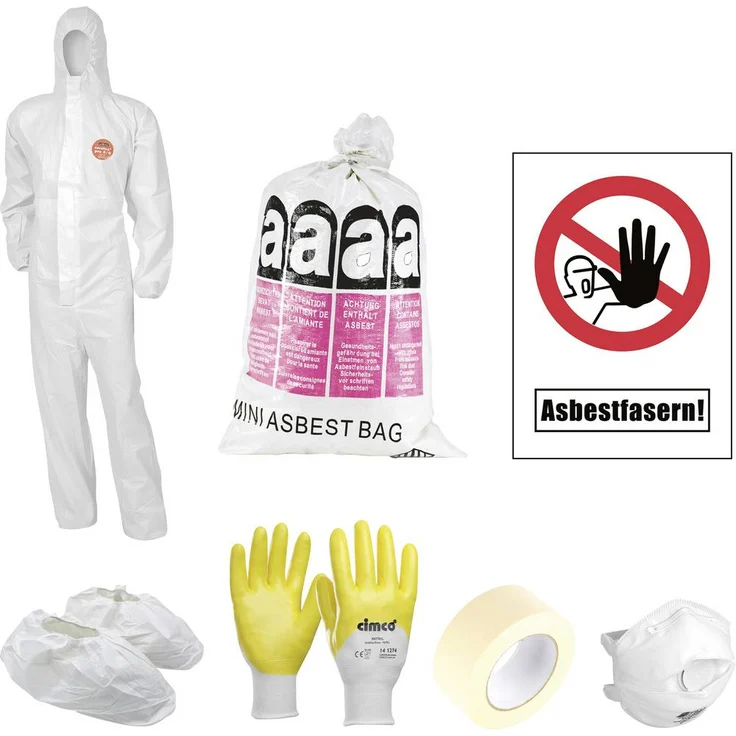 Cimco 145081 Asbest Tages-Set easy XL, 15-teiliges Schutzset für dreimaliges Betreten inkl. Gewebeband und Warnaufkleber