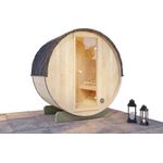 FinnTherm Fasssauna Sauna-Komplettset Mini XXS, Elektro-Saunaofen mit 6,0 kW Leistung, silber