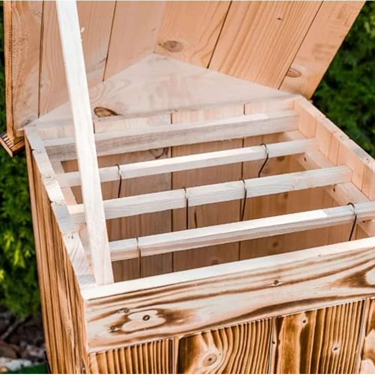 QLS Handels Räucherkammer Holz imprägniert, Räucherofen für Garten, 50 x 50 x 70 cm, wetterbeständig, für 10-15 kg Räucherprodukte – Bild 3